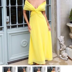 Elegant Yellow Off-Shoulder Dress